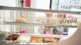  Presentation with show - Theme with large variety of sweets background and a soft green colored foreground