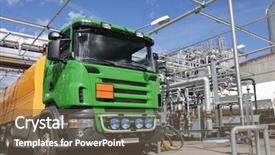  Presentation with fuel station - Presentation theme enhanced with large waiting oil-truck background and a tawny brown colored foreground