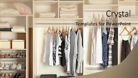  Presentation with closet - Colorful presentation theme enhanced with large wardrobe closet with different backdrop and a soft green colored foreground