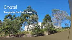  Presentation with bushland - Amazing PPT theme having large-water-tank-on-hilltop backdrop and a teal colored foreground