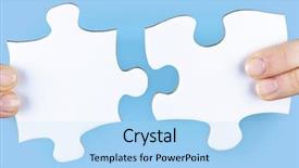  Presentation with puzzle pieces - Beautiful PPT theme featuring large white blank jigsaw puzzle backdrop and a light blue colored foreground