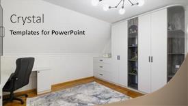  Presentation with cabinet - Presentation having large-white-cabinet-and-sideboard background and a light gray colored foreground