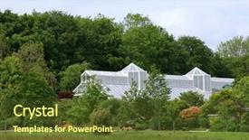  Presentation with gardens - Presentation theme with large white greenhouse set amidst background and a tawny brown colored foreground