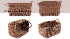  Presentation with wicker - Presentation design featuring large-wicker-basket-isolated background and a coral colored foreground