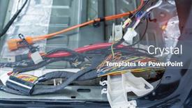  Presentation with electricians - PPT theme having large-wide-cable-with-wires background and a ocean colored foreground