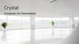  Presentation with office - Audience pleasing slide set consisting of large window into white office backdrop and a light gray colored foreground