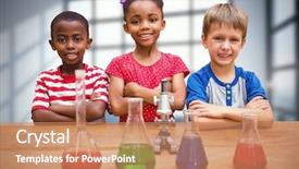  Presentation with scientific - Cool new slide deck with large windows showing city backdrop and a  colored foreground