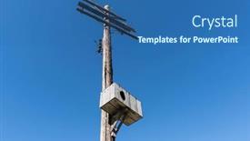  Presentation with telephone pole - Presentation theme consisting of large-wood-birdhouse-wildlife-box and a ocean colored foreground