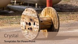  Presentation with cables - Presentation theme enhanced with large-wooden-bobbin-at-worksite background and a coral colored foreground