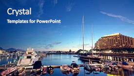  Presentation with hongkong - Presentation having large yachts in the golden background and a ocean colored foreground