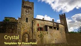  Presentation with medieval church - Presentation design with fortify - larressingle one of the most background and a tawny brown colored foreground