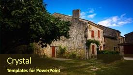  Presentation with medieval church - Slide set with fortify - larressingle one of the most background and a tawny brown colored foreground