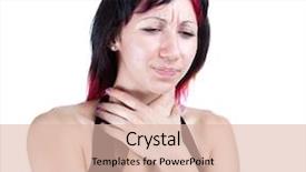  Presentation with sore throat - Beautiful theme featuring larynx - expressive portrait of woman who backdrop and a lemonade colored foreground