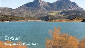  Presentation with twin engine airplane - Slide set featuring las grajas by the reservoir background and a seafoam green colored foreground