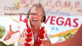  Presentation with elvis - PPT theme with las-vegas-elvis-impersonator-laughing background and a coral colored foreground