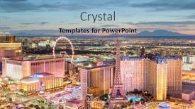  Presentation with nevada - Presentation featuring las vegas nevada usa skyline over the strip at dusk background and a light blue colored foreground