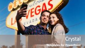  Presentation with las vegas sign - Beautiful presentation theme featuring las vegas sign at early backdrop and a coral colored foreground