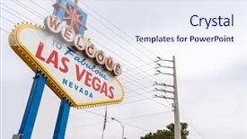  Presentation with las vegas nevada - Slide set featuring las vegas sign in city background and a sky blue colored foreground