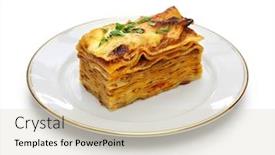  Presentation with italian cuisine - Cool new PPT theme with lasagna alla bolognese italian cuisine backdrop and a soft green colored foreground