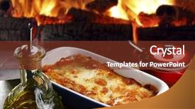  Presentation with food lasagna - Audience pleasing theme consisting of lasagna baked backdrop and a  colored foreground