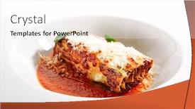  Presentation with italy food - Slide deck featuring lasagna-bolognese-close-up-served background and a white colored foreground