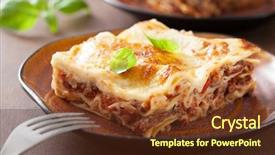  Presentation with food lasagna - PPT layouts consisting of lasagna bolognese background and a tawny brown colored foreground