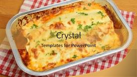  Presentation with food lasagna - Amazing slides having lasagna convenience meal in foil backdrop and a yellow colored foreground
