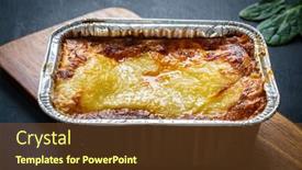  Presentation with black - PPT layouts enhanced with lasagna-on-black-wooden-table background and a tawny brown colored foreground