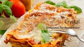  Presentation with food lasagna - Theme having lasagna on dish background and a yellow colored foreground