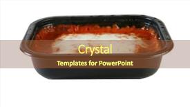 Presentation with food lasagna - Presentation design consisting of lasagna tv dinner isolated background and a tawny brown colored foreground