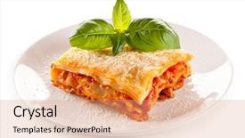  Presentation with food lasagna - Beautiful slides featuring lasagna backdrop and a coral colored foreground