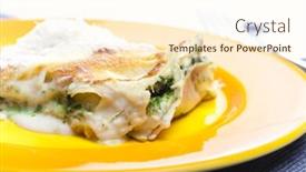  Presentation with spinach - Audience pleasing PPT theme consisting of lasagne with salmon and spinach backdrop and a cream colored foreground