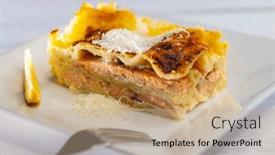  Presentation with salmon - Presentation theme with lasagne-with-salmon-bechamel background and a coral colored foreground