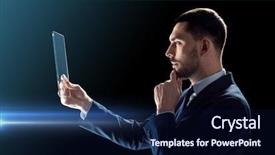  Presentation with augmented reality - PPT theme with laser commnication - business people augmented reality background and a navy blue colored foreground