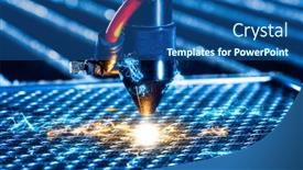  Presentation with laser - Audience pleasing slide deck consisting of laser-cut-machine-working-close backdrop and a ocean colored foreground