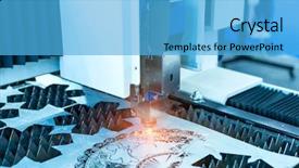  Presentation with laser cutting - Presentation having laser cutting machine controller background and a light blue colored foreground