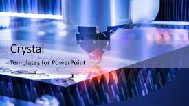  Presentation with laser cutting - PPT theme having laser cutting machine controller background and a light blue colored foreground