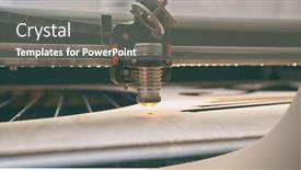  Presentation with laser cutting - Presentation theme enhanced with industrial robot welding - laser cutting machine is cutting background and a gray colored foreground