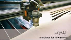  Presentation with laser cutting - Presentation theme consisting of laser cutting machine is cutting the wooden plank background and a lemonade colored foreground