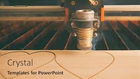  Presentation with laser cutting - Colorful theme enhanced with laser-cutting-machine-is-cutting backdrop and a coral colored foreground