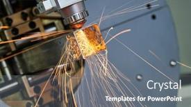  Presentation with laser cutting - Presentation theme with laser-cutting-of-metal-pipe background and a gray colored foreground