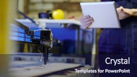  Presentation with laser - Beautiful PPT layouts featuring laser engraving machine and engineer backdrop and a navy blue colored foreground