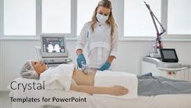  Presentation with laser - PPT theme with laser-epilation-and-cosmetology background and a mint green colored foreground