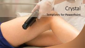  Presentation with beauty shop - Colorful PPT layouts enhanced with laser epilation of leg backdrop and a soft green colored foreground