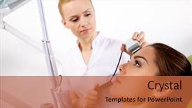  Presentation with medical dermatology - Cool new slides with laser face treatment in medical backdrop and a red colored foreground