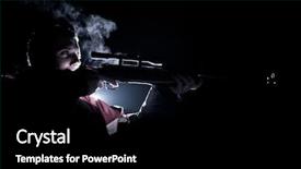  Presentation with shooting gun - Colorful theme enhanced with laser gun - young man shooting backdrop and a black colored foreground