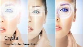  Presentation with ophthalmology surgery - Theme featuring laser hologram on eyes collage background and a lemonade colored foreground