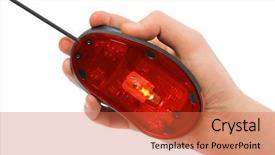  Presentation with computer - Presentation theme consisting of laser pointer - hand and computer mouse isolated background and a red colored foreground