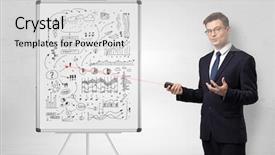  Presentation with professor - Presentation design featuring laser pointer teaching business theories background and a light gray colored foreground