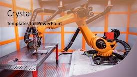  Presentation with laser cutting - PPT layouts featuring laser robotic remote cutting system background and a coral colored foreground